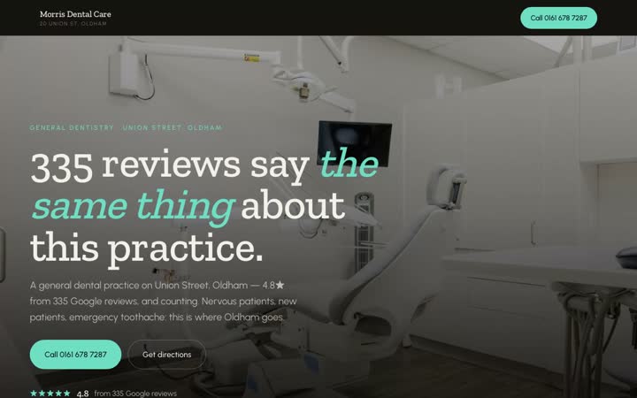 A recent dental practice website build by Build My Digital, shown on desktop